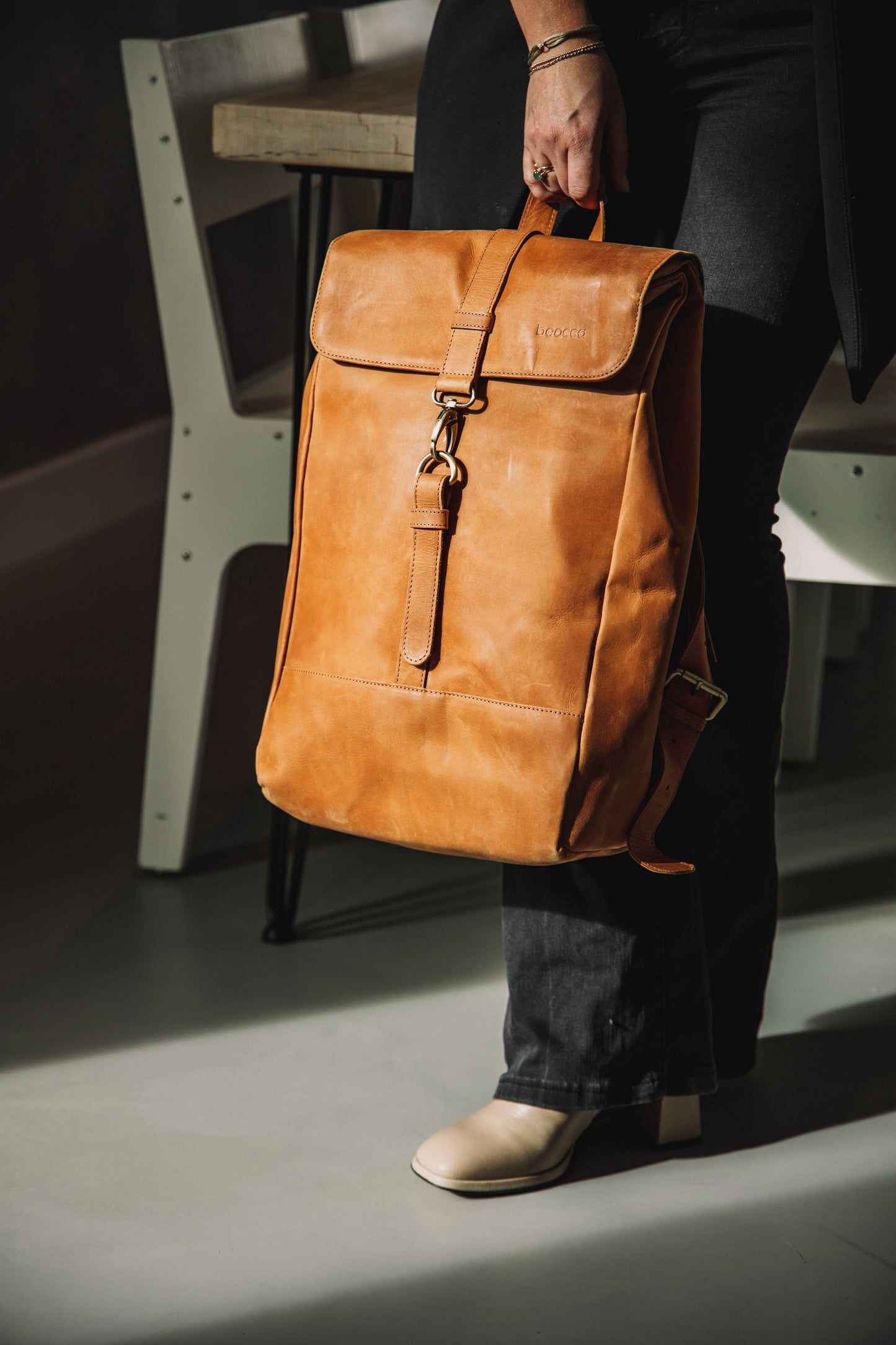 Leren Rugzak Bryce cognac | 17"